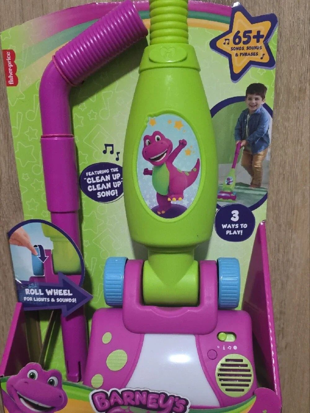 Fisher-Price Barney's World Clean Up Vacuum Electronic Toddler Toy with Lights